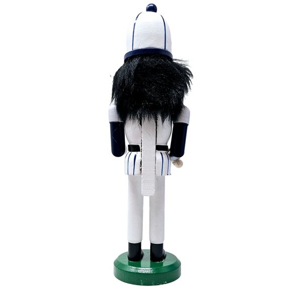 Baseball Player Blue White Uniform Bat Ball Christmas 10" Nutcracker - Picture 4 of 5